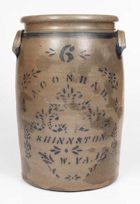 Six-Gallon A. CONRAD / SHINNSTON / W. VA. Stoneware Jar
