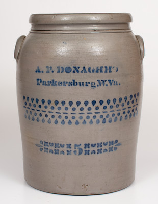 Rare Five-Gallon A.P. DONAGHHO / Parkersburg, W.Va. Jar w/ 