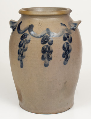 Attrib. John Swann, Alexandria, Virginia Stoneware Jar w/ Cobalt Drape Decoration