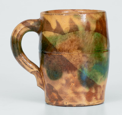 Multi-Glazed Shenandoah Valley (Strasburg, VA) Redware Mug