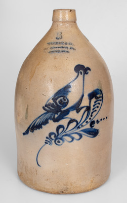 WALKER & CO. / 27 Haverhill St. / BOSTON, MASS. Five-Gallon Stoneware Bird Jug, NY State origin