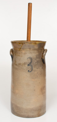 Three-Gallon Cobalt-Decorated Stoneware Churn, Northeastern U.S. origin, circa 1825