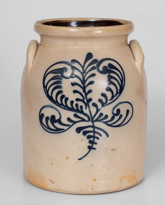 Attrib. Barnabas Edmands, Charlestown, Massachusetts Stoneware Jar w/ Heart-Shaped Decoration