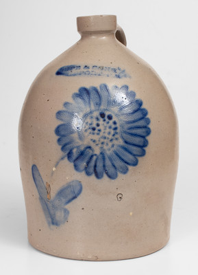 Rare SIPE & SONS (Williamsport, PA) Stoneware Jug w/ Cobalt Floral Decoration