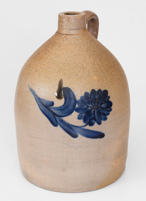 A.L. HYSSONG / BLOOMSBURG, PA Stoneware Jug with Cobalt Floral Decoration