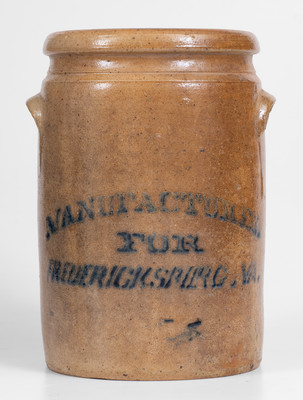 Scarce Fredericksburg, VA Stoneware Advertising Jar, Ohio origin