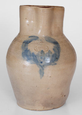 Rare W. SMITH / GREENWICH / NEW-YORK Two-Gallon Stoneware Pitcher, circa 1840