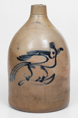 WEST TROY / N.Y. / POTTERY Stoneware Bird Jug, circa 1875