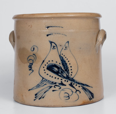 S. HART / FULTON, New York Stoneware Double Bird Crock