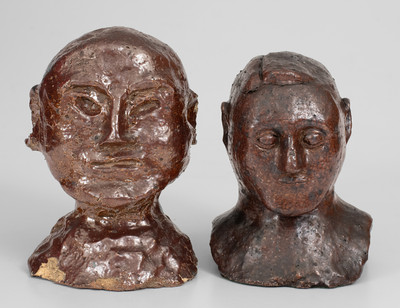 Two Sewer Tile Busts, probably Ohio origin, late 19th-mid 20th century