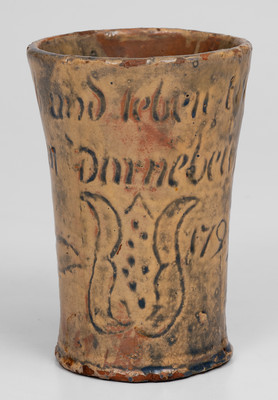 Incised Redware Cup, Moravian Pottery and Tile Works, Doylestown, PA, late 19th or early 20th century