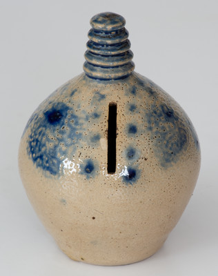 Cobalt-Decorated Stoneware Bank, Northeastern U.S. origin, circa 1830