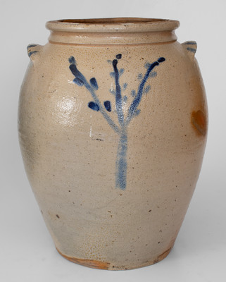 Six-Gallon Ohio Stoneware Jar w/ Cobalt Tree Decoration, third quarter 19th century