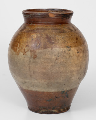 CHARLESTOWN Iron-Decorated Stoneware Jar (Frederick Carpenter, Massachusetts, early 19th century)