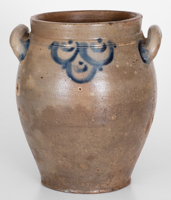 Attrib. Clarkson Crolius, Sr., Manhattan, NY Stoneware Jar w/ Cobalt Drape Decoration, early 19th century