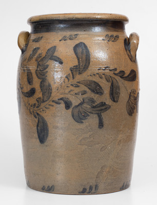 Four-Gallon Western Pennsylvania Stoneware Jar w/ Elaborate Cobalt Floral Decoration