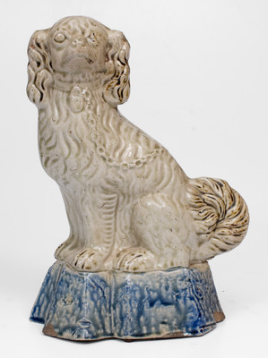 Midwestern Stoneware Spaniel on Cobalt Base, Anna Pottery / Texarkana Pottery School