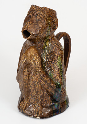 Extremely Rare Oakwood Pottery / Dayton, Ohio Figural Monkey Pitcher