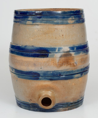 Very Rare C. CROLIUS / NEW-YORK Stoneware Water Cooler w/ Banded Cobalt Decoration