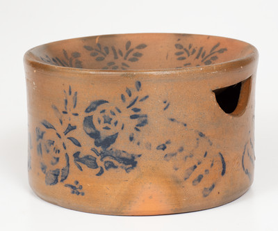 Exceptional Cobalt-Decorated Palatine, West Virginia Stoneware Spittoon, circa 1880