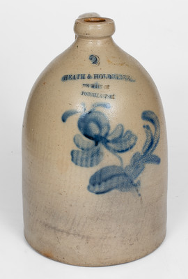 Unusual 2 Gal. Stoneware Jug with POUGHKEEPSIE, NY Advertising