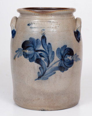 2 Gal. COWDEN & WILCOX / HARRISBURG, PA Stoneware Jar w/ Floral Decoration