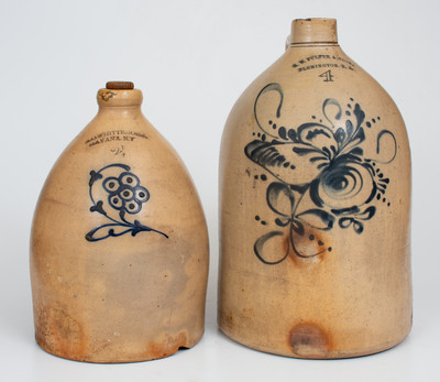 Lot of Two: Northeastern Stoneware Jugs with Floral Decoration