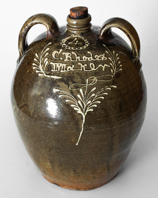 Exceptional C. Rhodes / Maker (Collin Rhodes, Edgefield District, SC) Four-Gallon Double-Handled Stoneware Jug