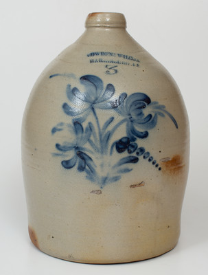 3 Gal. COWDEN & WILCOX / HARRISBURG, PA Stoneware Jug w/ Floral Decoration