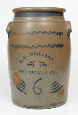 6 Gal. R. T. WILLIAMS / NEW GENEVA, PA Stoneware Jar