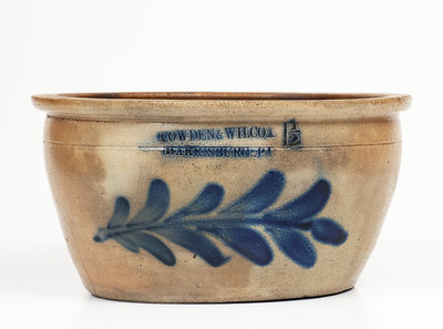 COWDEN & WILCOX / HARRISBURG, PA Stoneware Bowl w/ Bold Floral Vine Decoration