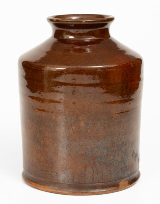 Very Rare Glazed Redware Jar Signed 