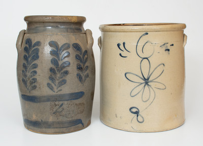 Lot of Two: Cobalt-Decorated Stoneware Crocks from Beaver, PA and Ohio