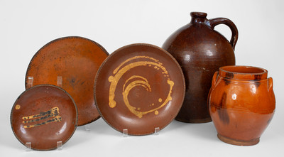 Lot of Five: American Redware Vessels