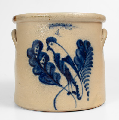 Fine F. B. NORTON & CO. / WORCESTER, MASS. 4 Gal. Stoneware Bird Crock