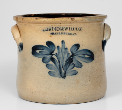 1 Gal. COWDEN & WILCOX / HARRISBURG, PA Stoneware Crock w/ Floral Decoration