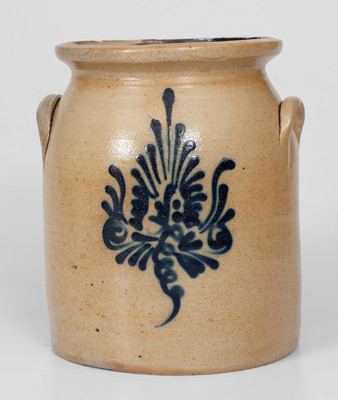 1 Gal. New England Stoneware Jar with Slip-Trailed Floral Decoration
