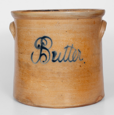 4 Gal. Northeastern Stoneware Crock Inscribed 