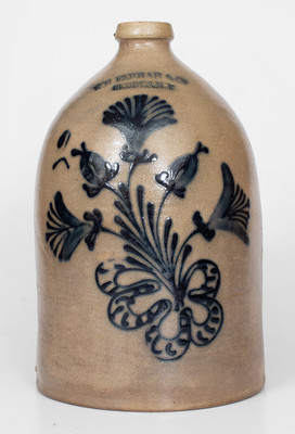 Fine W. H. FARRAR & CO / GEDDES, NY Stoneware Jug w/ Elaborate Floral Decoration