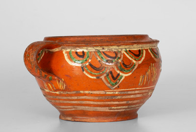 Outstanding Redware Sugar Bowl, possibly Peter Bell, Winchester, VA, c1815-1825