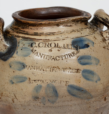 C. CROLIUS / MANUFACTURER / MANHATTAN-WELLS / NEW-YORK Two-Gallon Stoneware Jar