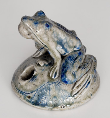 Large-Sized Anna Pottery Frog-on-Face Inkwell: Reform 1876 / 1884 Reform / Same Old KroAker / Wind / By Anna Pottery