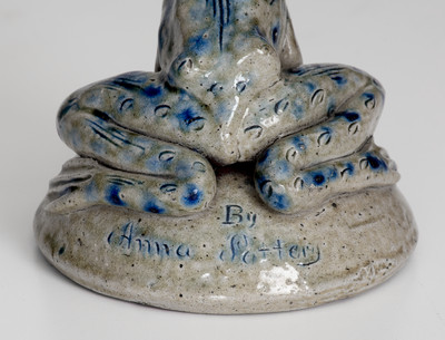 Exceptional Large Anna Pottery Frog-on-Face Inkwell w/ Political Messages, 1876