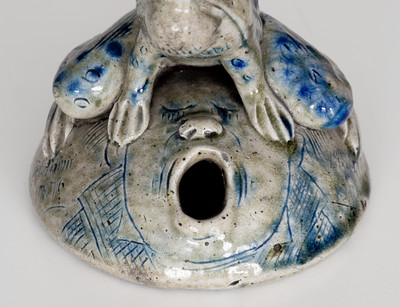 Exceptional Large Anna Pottery Frog-on-Face Inkwell w/ Political Messages, 1876