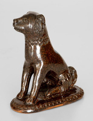 Pennsylvania Redware Seated Dog Figure