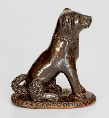 Pennsylvania Redware Seated Dog Figure