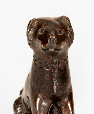 Pennsylvania Redware Seated Dog Figure