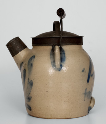 Very Rare COWDEN & WILCOX / HARRISBURG, PA Stoneware Batter Pail w/ Sideburned Man-in-the-Moon