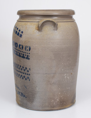 Four-Gallon A.P. Donaghho, / Parkersburg, W.Va. Stoneware Jar w/ Elaborate Decoration