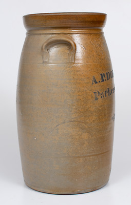 Four-Gallon A.P. DONAGHHO / Parkersburg, W.Va Cobalt-Decorated Stoneware Churn